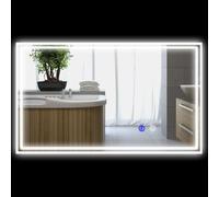 kleankin Miroir de Salle de Bain LumineuxRectangulaire Mural 100 x 60 cm | LED 3 Couleurs, Luminosité Réglable, Interrupteur Tactile, Horizontal ou Vertical