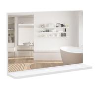 kleankin Miroir de Salle de Bain Mural avec Étagère 60x12x40cm Blanc | Miroir moderne polyvalent pour salle de bain, chambre, couloir.
