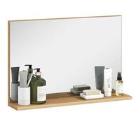 kleankin Miroir de Salle de Bain Mural avec Étagère 60x12x40cm Bois | Miroir moderne polyvalent pour salle de bain, chambre, couloir.