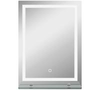kleankin Miroir lumineux LED mural de salle de bain avec étagère intégrée 3 couleurs luminosité réglable interrupteur tactile