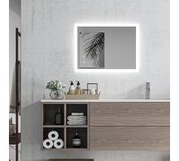kleankin Miroir Mural Lumineux LED de Salle de Bain - 70L x 50l cm - avec 3 Couleurs, luminosité réglable Interrupteur Tactile système antibuée Transparent