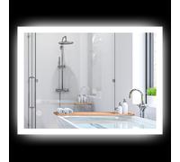kleankin Miroir Mural Lumineux LED de Salle de Bain - 70L x 50l cm - avec 3 Couleurs, luminosité réglable Interrupteur Tactile système antibuée Transparent