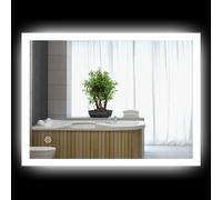kleankin Miroir mural lumineux LED pour salle de bain 80 x 60 cm 3 couleurs luminosité réglable interrupteur tactile transparent
