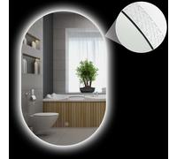 kleankin Miroir ovale mural lumineux LED salle de bain 81 x 51 cm 3 couleurs luminosité réglable interrupteur tactile transparent