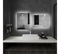 kleankin Miroir rectangulaire Mural Lumineux LED de Salle de Bain - 70 x 50 cm - avec 3 Couleurs, luminosité réglable Interrupteur Tactile système antibuée Blanc Transparent