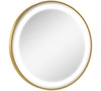 kleankin Miroir rond lumineux LED avec 3 couleurs de température, interrupteur tactile, affichage de l'heure, fonction mémoire