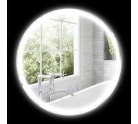 kleankin Miroir rond lumineux LED de salle de bain Ø 60 cm mural avec éclairage 3 couleurs interrupteur tactile 29W blanc argent