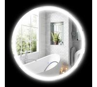 kleankin Miroir rond lumineux LED de salle de bain Ø 70 cm mural avec éclairage 3 couleurs interrupteur tactile 23W blanc argent