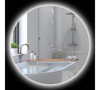 kleankin Miroir rond lumineux LED de salle de bain Ø 80 cm mural avec éclairage interrupteur tactile système antibuée gris