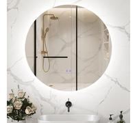 Miroir rond - kleankin - lumineux LED mural salle de bain tactile antibuée réglable 29 W - verre - blanc argent