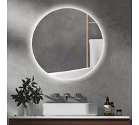 Kleankin Miroir Rond LED Salle de Bain Ø70cm Luminosité Tactile Antibuée Gris Aosom France