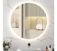 kleankin Miroir Rond Lumineux LED Miroir Mural de Salle de Bain 80 cm avec éclairage Interrupteur Tactile système antibuée luminosité réglable 20,5W+26W Blanc et Argent