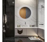 kleankin Miroir Salle de Bain avec Éclairage Ø 70 cm 23W Blanc Argent
