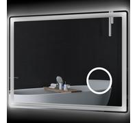 kleankin Miroir salle de bain rectangulaire LED fonction anti-buée luminosité réglable miroir grossissant x3 80 x 60 cm transpent