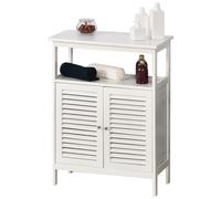 kleankin Mobile Salle de Bain Gain d'Espace, Meuble de Salle de Bain avec 2 Étagères et Armoire en MDF Imperméable, 60 x 30 x 81.6 cm, Blanc