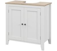 kleankin Mobile Sottolavabo de Salle de Bains à U avec Étagère Réglable Interne, en MDF, 60x30x60 cm, Blanc et bois coloré