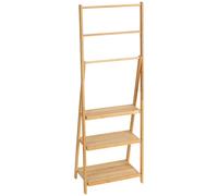 kleankin Porte-serviettes en bambou avec 3 porte-serviettes et 3 étagères de rangement, bois naturel