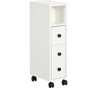 kleankin Support Papier Toilette - Porte-Papier Toilette - Armoire pour Papier Toilette - 3 Niveaux + Sortie Papier Panneaux Aspect blanc
