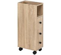 kleankin Support Papier Toilette - Porte-Papier Toilette - Armoire pour Toilette - 3 Niveaux + Sortie Papier Panneaux Aspect chêne Clair