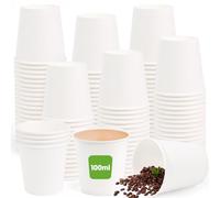 Kleemeiero Lot de 200 Gobelets Jetables, 100 ml Gobelets Carton Jetables Blanc Gobelet Boissons Chaudes Espresso Gobelet en Carton Tasses en papier pour Boissons Chaudes et Froides, Café, Thé, Fête