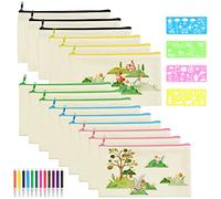 Kleemeiero Pochette Tissu Zippée Personnalisable - Trousses à Crayons Vierges pour Anniversaire et Fêtes
