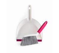 Kleeneze Anti-Bac Pelle et Balayette à Main Antibactérienne, Set Mini-Pelle et Balai avec Poignées Ergonomiques, Ensemble Balayette pour Poussière/Poils d'Animaux, Rose/Gris