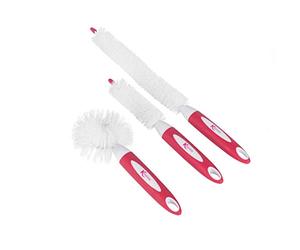 Kleeneze Brosses à biberons Deep Clean - Ensemble de 3 brosses de nettoyage, biberons, vases, bouteilles étroites, bouteilles d’eau, verrerie, poignée antidérapante, poils souples anti-rayures