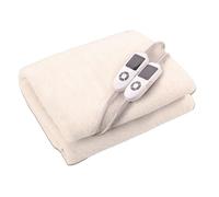 Kleeneze KL3750 Couverture chauffante multizonale pour lit double, 4 zones de chauffage pour le corps et les pieds, 9 réglages de chaleur, polaire douce, lavable en machine, 2 contrôleurs, minuterie