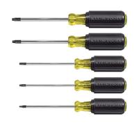 Klein Tools 19555 TORX Cushion Grip Screwdriver Set with T15, T20, T25, T27 and T30 Tip sizes, 5-Piece