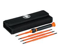 Klein Tools 32584INSR | Jeu tournevis de précision isolés 8-en-1 avec étui | Isolation 1000 V | Embouts interchangeables | Poignée Cushion-Grip | Couteaux usinés