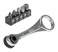 KLEIN TOOLS 65200 | Jeu cliquet mini profil fin 5 pièces | Adaptateur et embouts inclus | Idéal pour espaces restreints | Construction acier durable