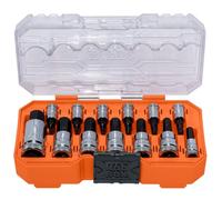 Klein Tools 65213HEXM Knurled Hex Bit Metric Socket Set, 1/4, 3/8 and 1/2-Inch Drives, Premium Cr-V Steel, Metric Sizes 2 mm to 14 mm, MODbox Case, 13-Piece