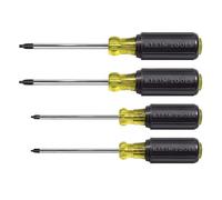 Klein Tools Lot de 4 tournevis à encastrer carré avec poignées à code couleur et traitées thermiquement, tige plaquée chrome, 85664