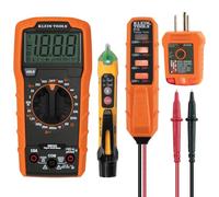 Klein Tools MM320KIT Kit de test électrique multimètre numérique, testeur de tension sans contact, testeur de prises, étui de transport et piles