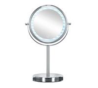 Kleine Wolke Bright Mirror Miroir grossissant Bureau LED 2 Faces, métal, Chrome, 17.5 x 12 x 29.5 cm