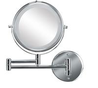 Kleine Wolke Miroir cosmétique Brillant avec grossissement 5X et éclairage LED, Dimensions : 25 x 27 x 3,5 cm, matériau : métal/Verre/LED, Argent