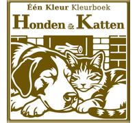 Kleurboek met Eén Kleur - Honden & Katten: Puntgidsen om te kleuren & afgewerkt voorbeeld in grijs | Honden, katten, puppy’s en kittens voor alle leeftijden