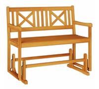 KLGBNCVE Banc à bascule de jardin naturel en bois d'acacia massif 110 x 59 | Surface huilée, accoudoirs plats, pieds de poteau stables, facile d'entretien, pour l'extérieur