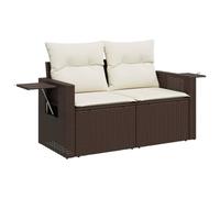 KLGBNCVE Canapé de jardin 2 places avec coussin en rotin synthétique marron | Étagères pliables avec vérins à gaz, housses amovibles et lavables, design modulaire, résistant aux intempéries