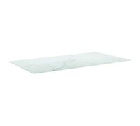 KLGBNCVE Plateau de table blanc 120 x 65 cm en verre trempé de 8 mm | Aspect marbre, pour table à manger, table basse, table d'appoint, résistante aux rayures, facile à nettoyer