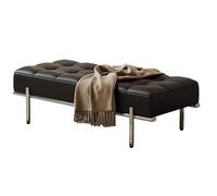KLGFBDC Banc à Chaussures Industriel élégant avec Base en Acier Inoxydable, Tabouret d'entrée Noir rembourré pour Salon et Couloir, 100 x 40 x 40 cm - Solution de Rangement Pratique