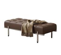 KLGFBDC Banc à Chaussures Moderne rembourré avec piètement en Acier Inoxydable - Tabouret d'entrée pour Couloir ou Salon - Marron 80 x 40 x 40 cm - Solution de Rangement élégante