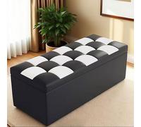 KLGFBDC Pouf de Rangement capitonné en Similicuir pour Chambre et Salon, capacité de 300 kg, Repose-Pieds, élégant Banc à Chaussures d'entrée, 80 x 40 x 40 cm