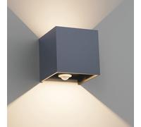 Klighten 12W Applique Murale Extérieur avec Détecteur de Mouvement,IP65 Éclairage Mural extérieur/intérieur avec Angle de Faisceau Réglable, Applique Murale Up Down,4000K,Anthracite