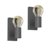Klighten 2 Pack Applique Murale E27 Vintage Industrielle, Lampe Murale Orientable Rétro en Métal, Éclairage mural pour Escalier Couloir Chambre Salon Cuisine, Gris foncé, Ampoule non Incluse