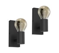 Klighten 2 Pack Applique Murale E27 Vintage Industrielle, Lampe Murale Orientable Rétro en Métal, Éclairage mural pour Escalier Couloir Chambre Salon Cuisine, Noir, Ampoule non Incluse