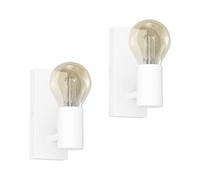 Klighten 2 Pack Applique Murale E27 Vintage Industrielle, Lampe Murale Orientable Rétro en Métal, Luminaire mural pour Escalier Couloir Chambre Salon Cuisine, Blanc, Ampoule non Incluse