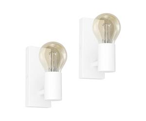 Klighten 2 Pack Applique Murale E27 Vintage Industrielle, Lampe Murale Orientable Rétro en Métal, Luminaire mural pour Escalier Couloir Chambre Salon Cuisine, Blanc, Ampoule non Incluse