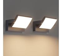 Klighten 2 Pcs 24W Applique Murale LED Extérieure Intérieur Rotatif, Lumière Mural Imperméable IP65 Moderne, Lampe Murale pour Jardin Entrée Terrasse, Anthracite, 1500LM, Blanc Chaud 3000K