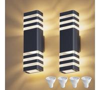 Klighten 2 PCS Applique Mural Intérieur/Extérieur, IP65Luminaire d'extérieur Applique murale GU10 Up Down 3000K,LED Lampe murale - Luminaire Éclairage Garage |Anthracite